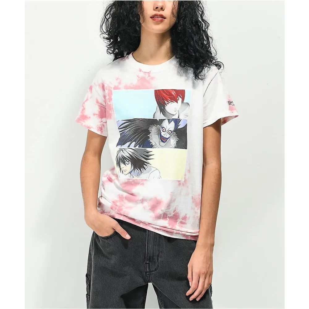 🐿️ NWT Urban Outfitters Death Note Panels Pink Tie Dye T-Shirt Size Small